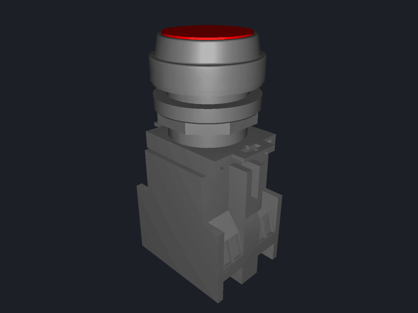 A coloured push-button part loaded from STEP and rendered by StepKit — red cap, grey body, with crease-aware shading.
